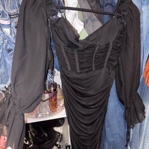 Elegant Black Ruched Dress
